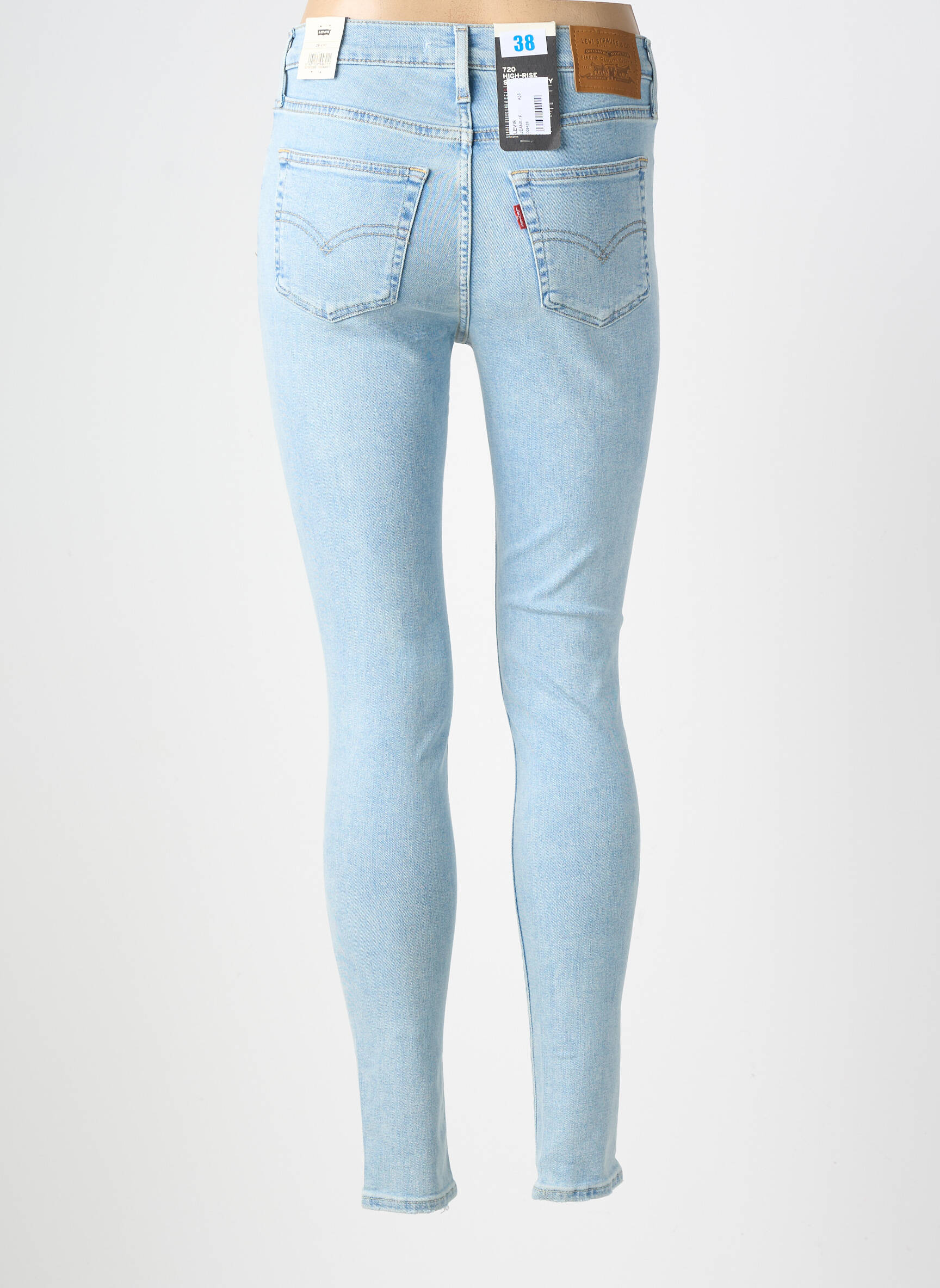 Jeans skinny effet usé délavé taille haute bleu clair LEVI'S femme