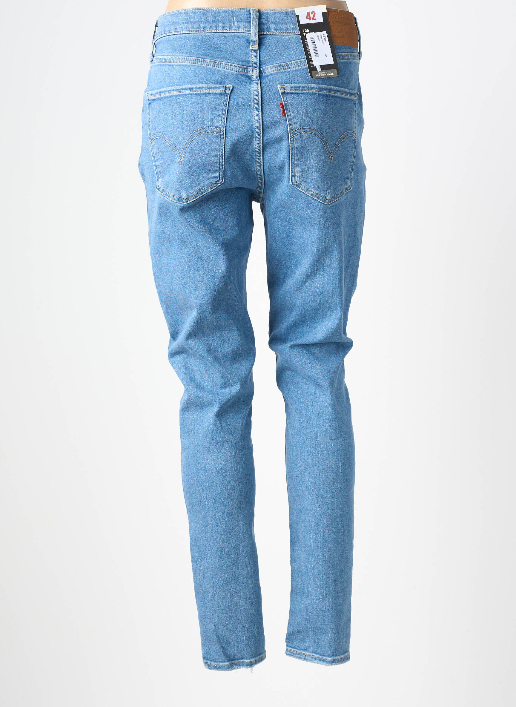 Jeans skinny effet usé délavé taille haute bleu LEVI'S femme
