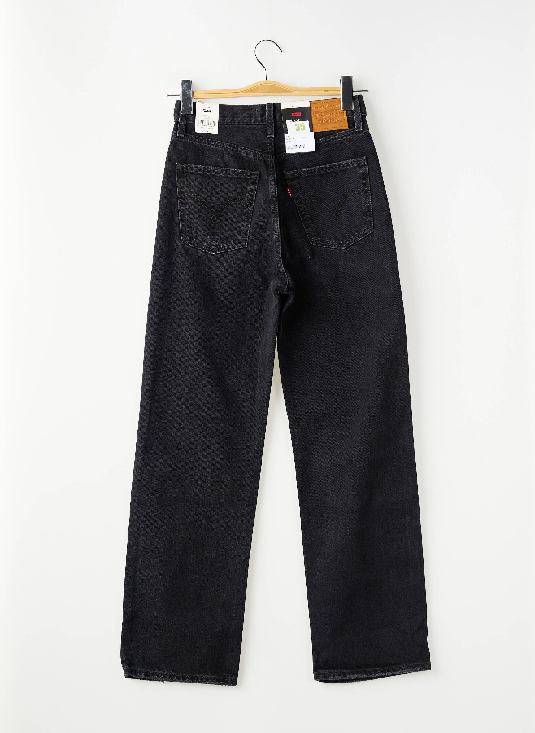Jeans coupe droite effet usé délavé taille normale noir LEVI'S femme