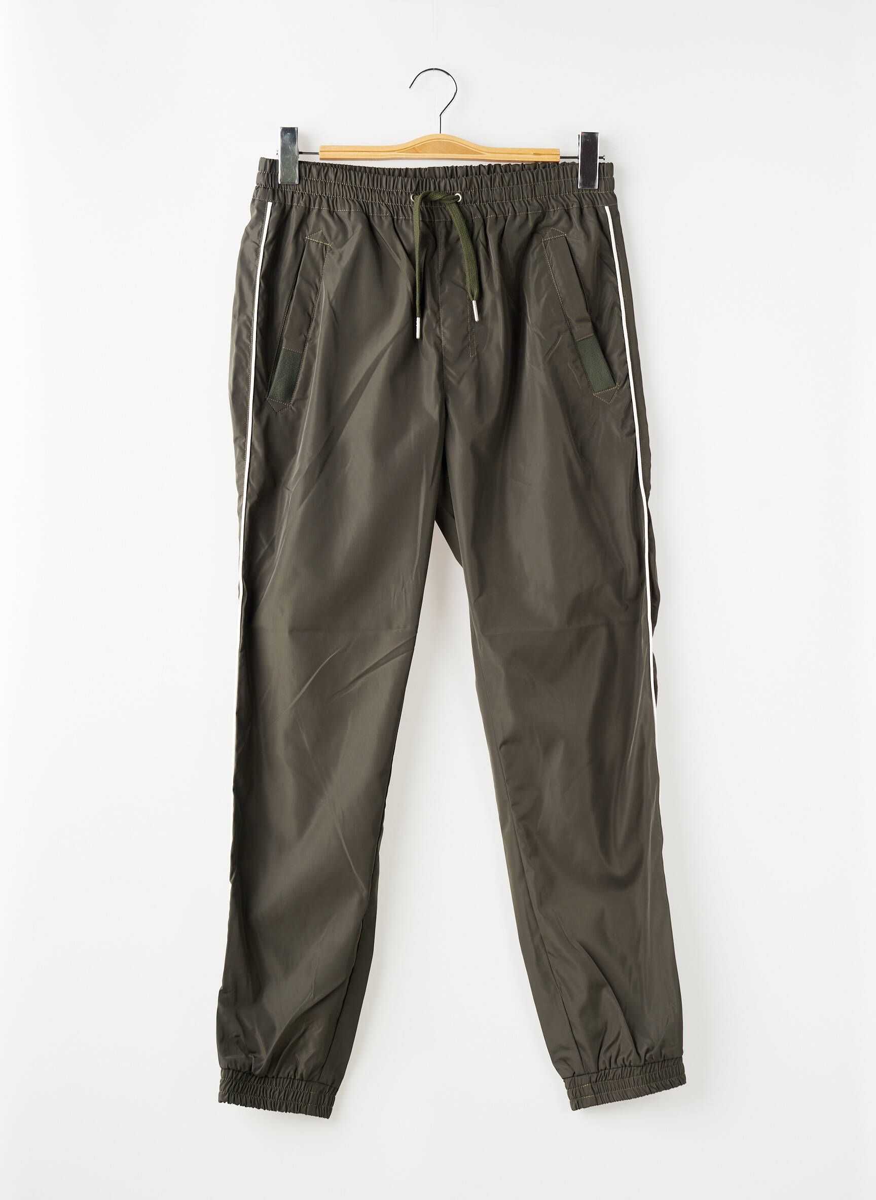Jogging broderie galons latéraux taille normale vert SCHOTT homme