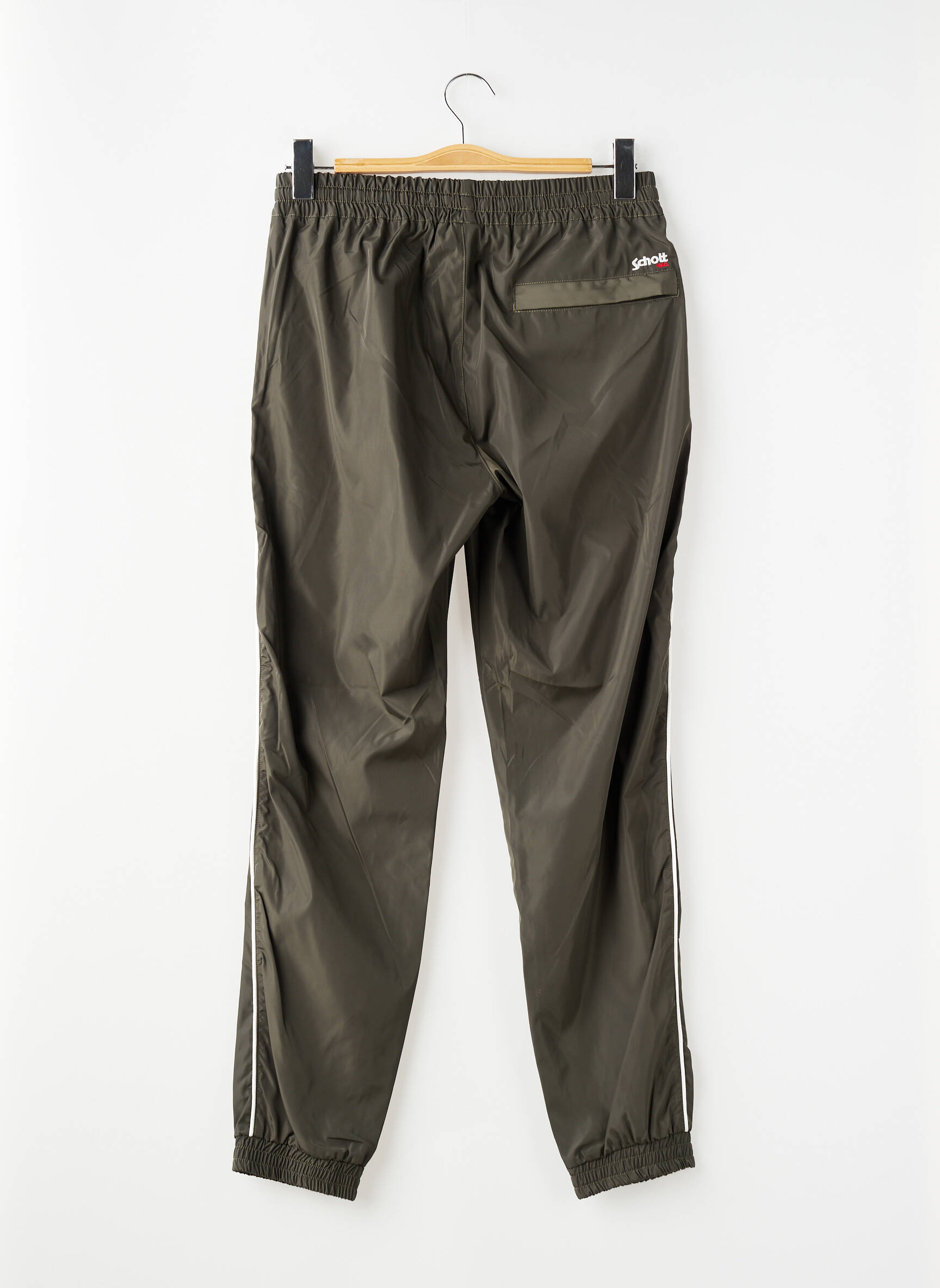 Jogging broderie galons latéraux taille normale vert SCHOTT homme