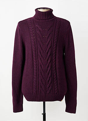 Pull col roulé stretch manches longues violet FACONNABLE homme