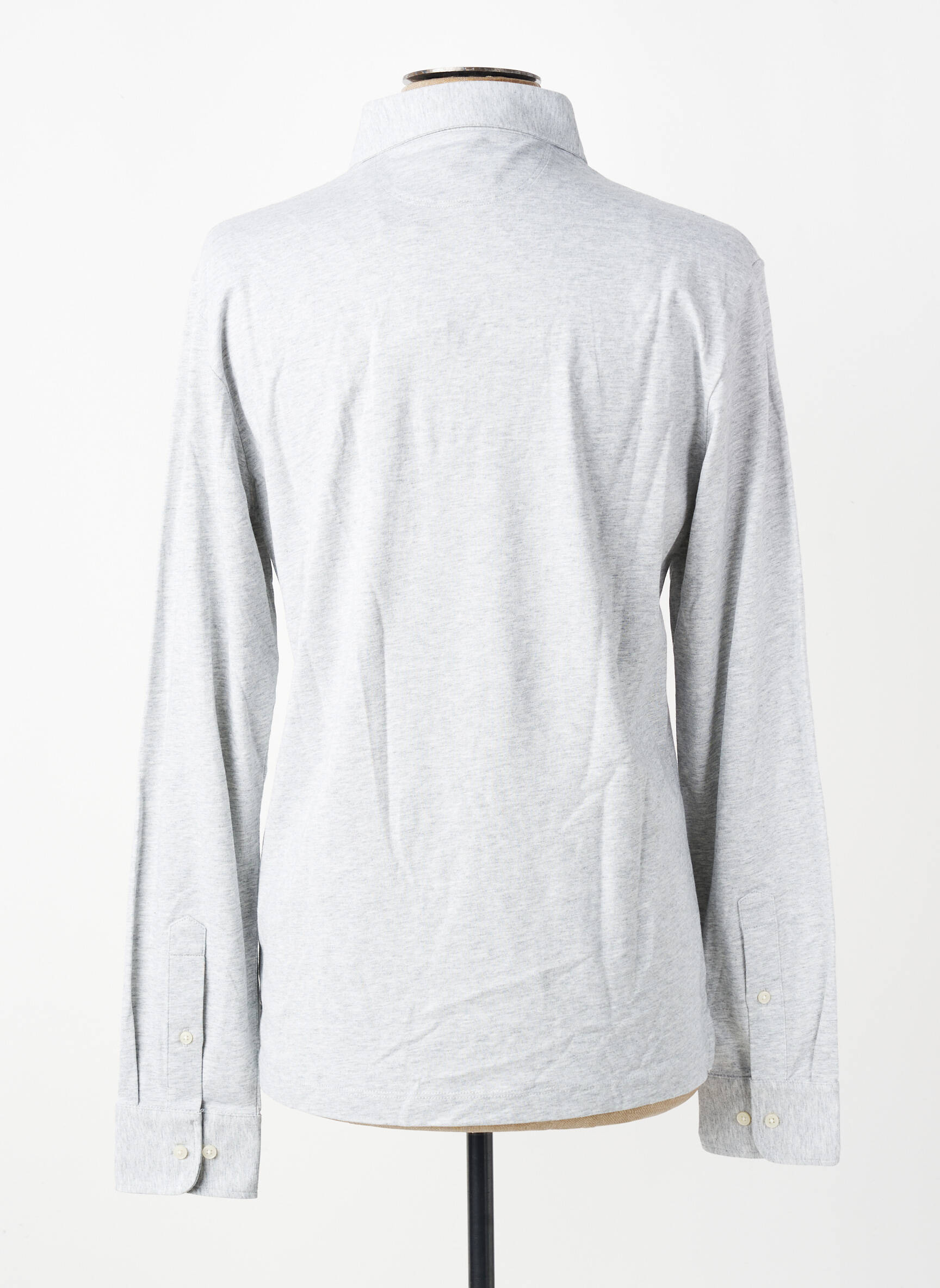Polo tissage chiné manches longues gris HACKETT homme