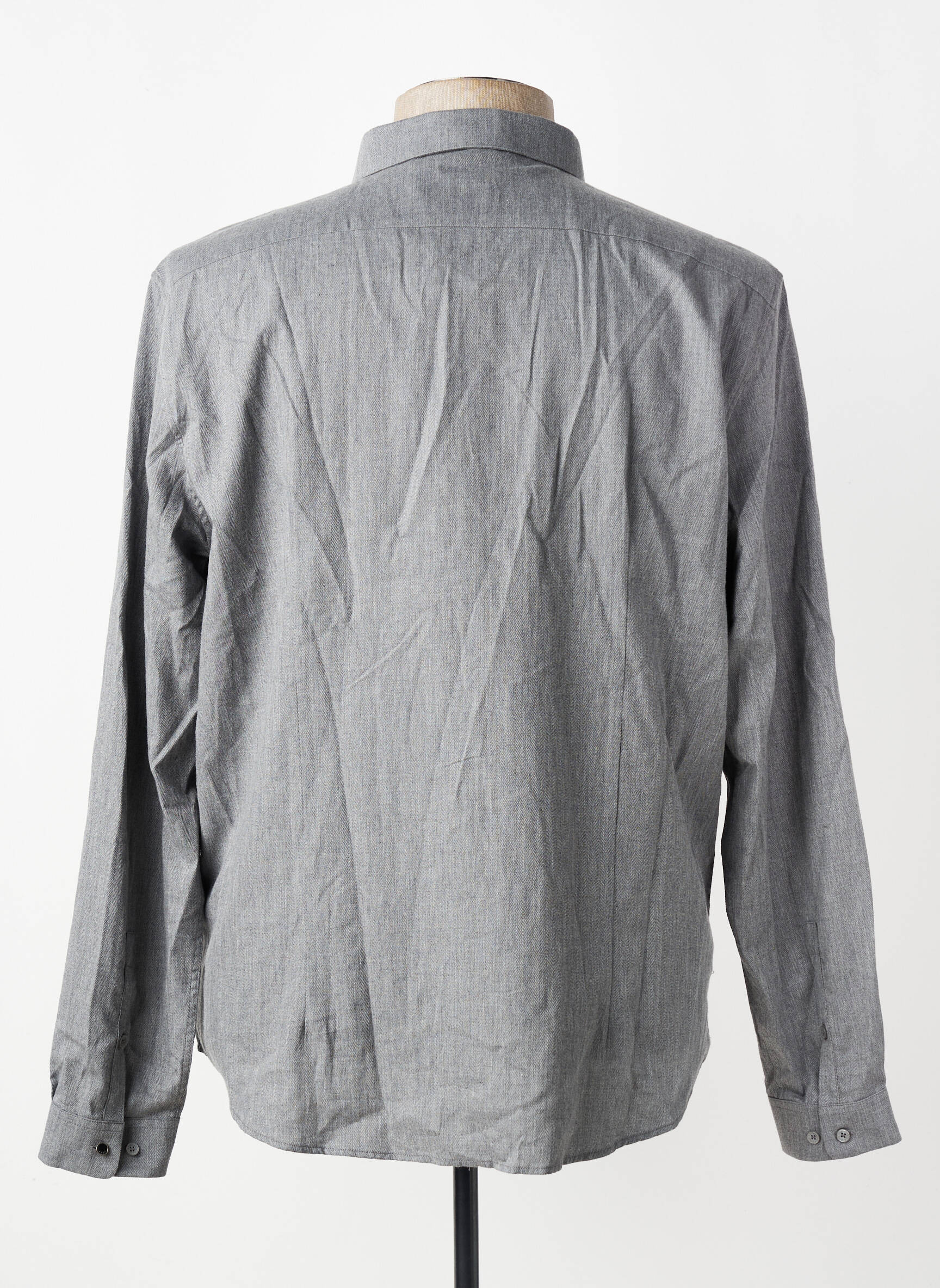 Chemise manches longues coupe cintrée gris IKKS homme