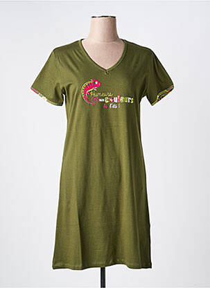 Chemise de nuit col v vert ROSE POMME femme