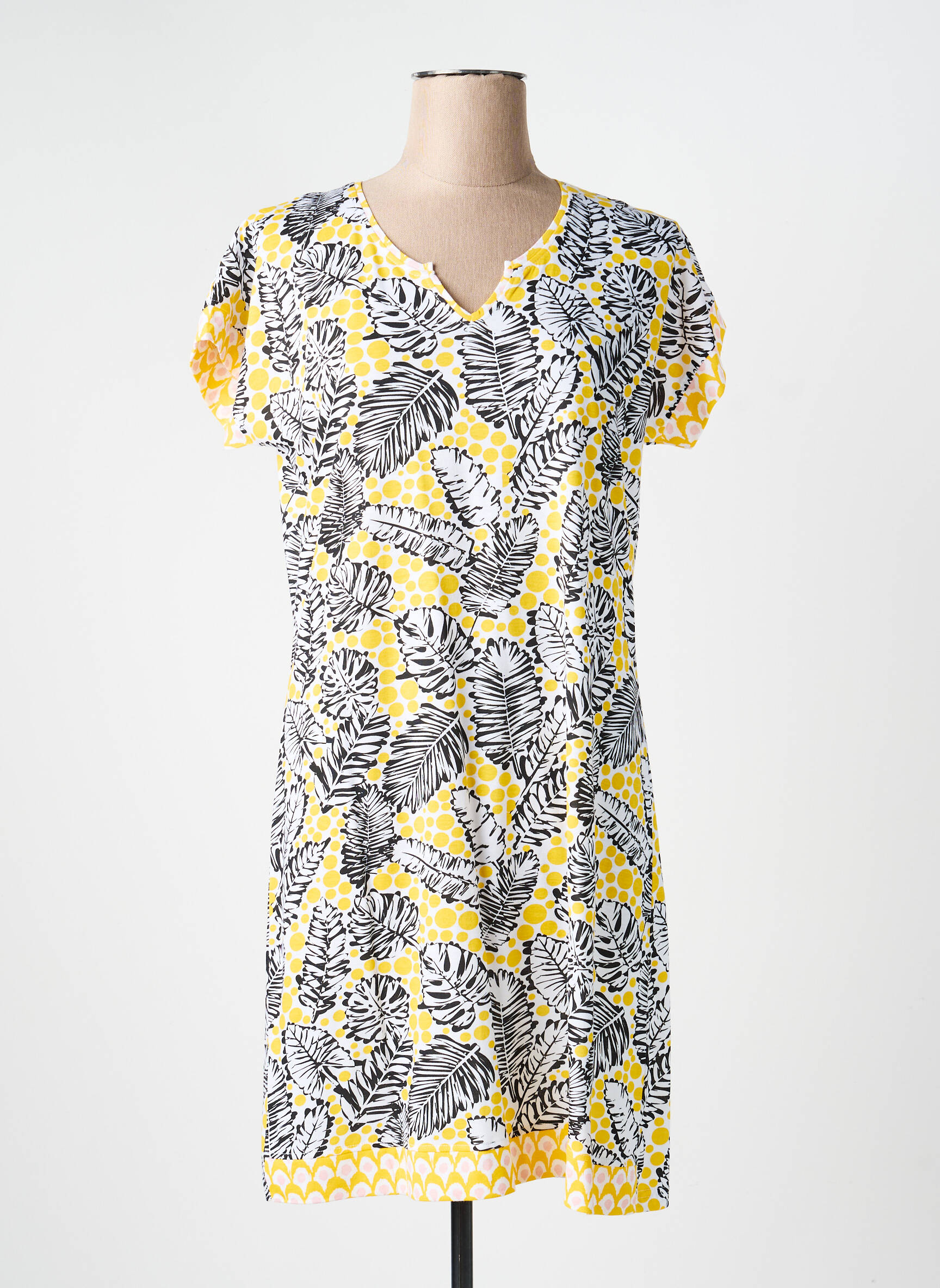 Chemise de nuit col v jaune ROSE POMME femme