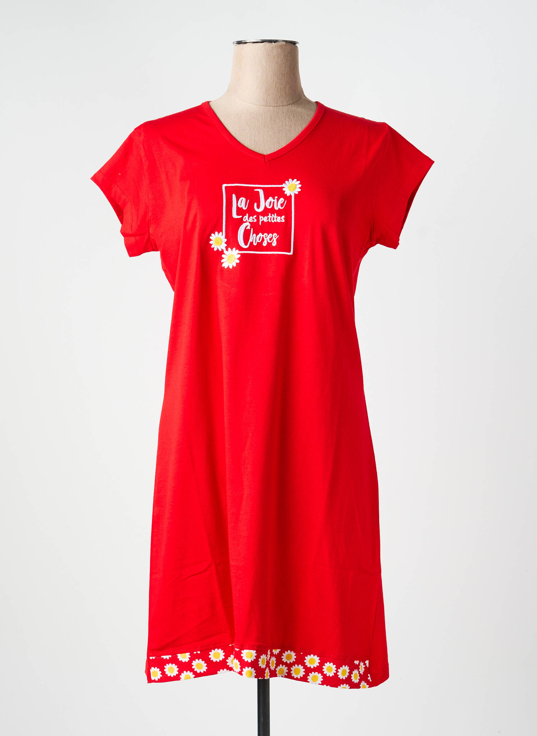 Chemise de nuit col v rouge ROSE POMME femme