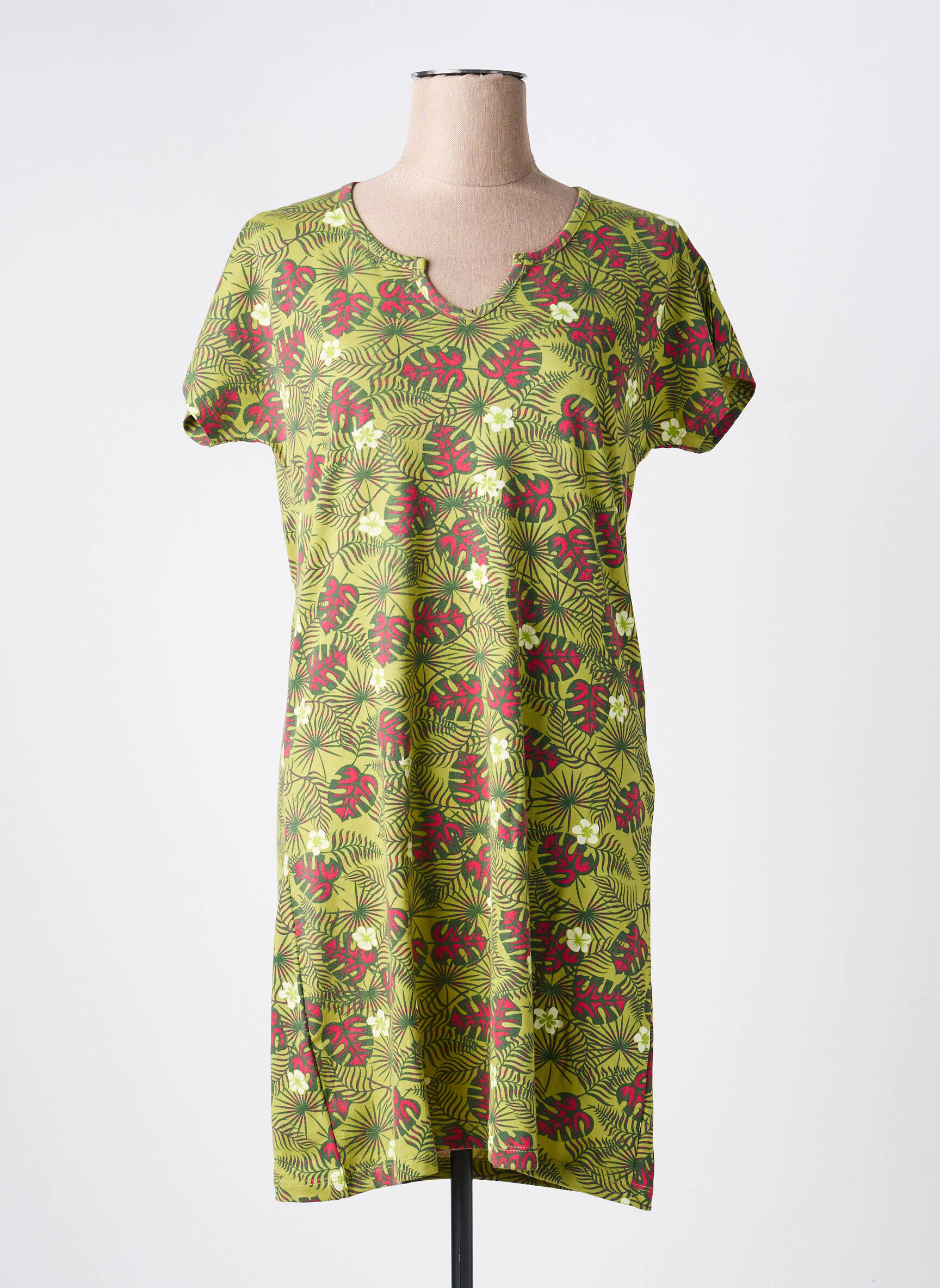 Chemise de nuit imprimé fleurs vert ROSE POMME femme