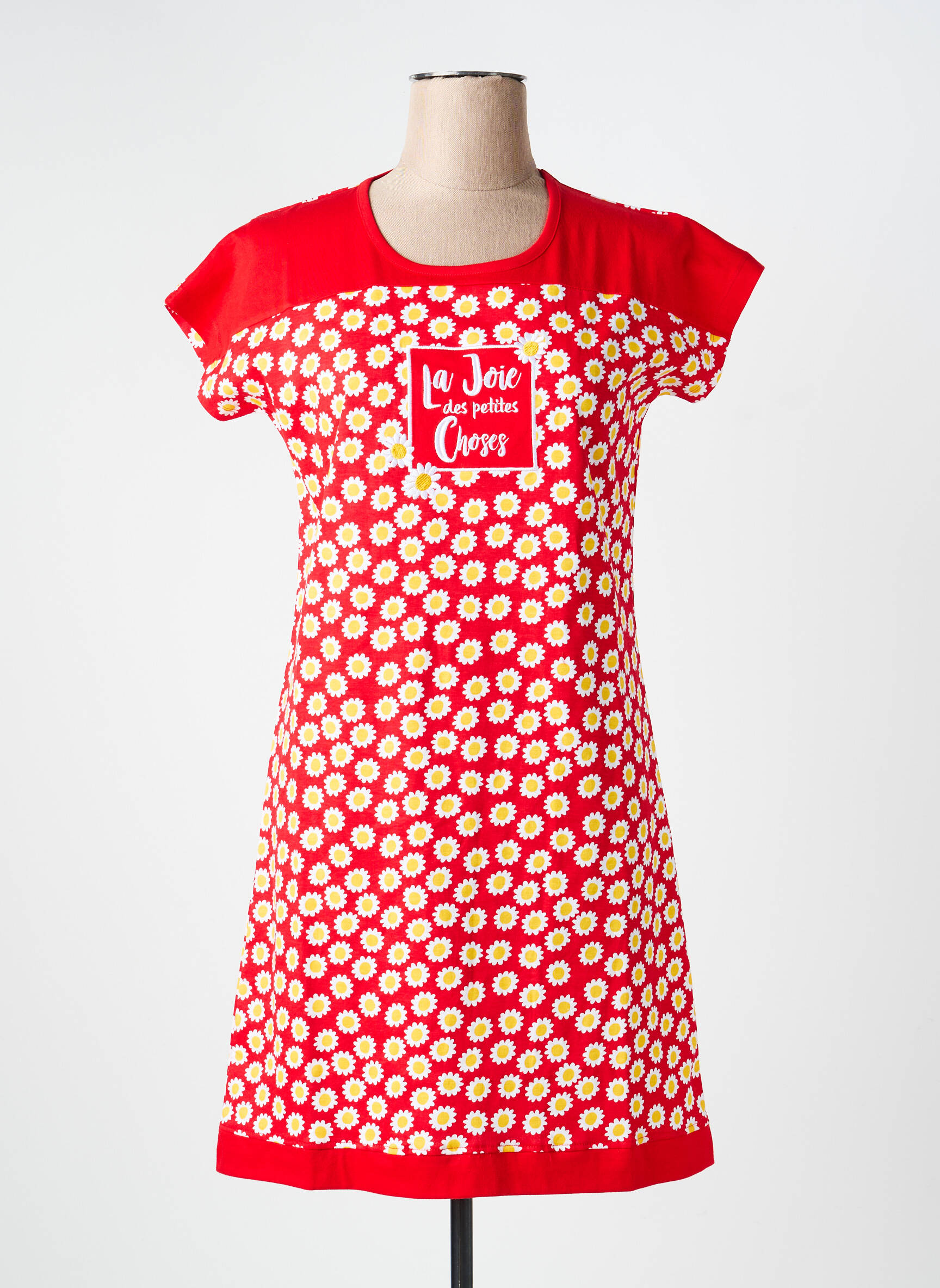 Chemise de nuit imprimé fleurs rouge ROSE POMME femme