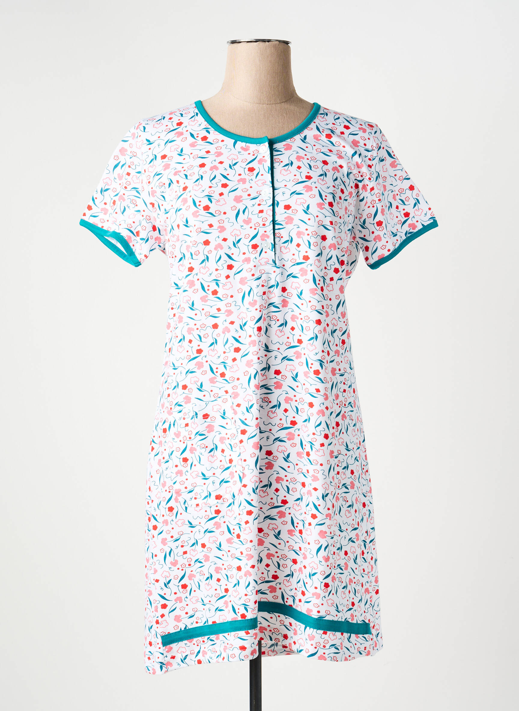Chemise de nuit imprimé fantaisie blanc ROSE POMME femme