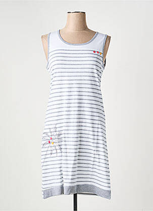 Chemise de nuit imprimé rayures blanc ROSE POMME femme
