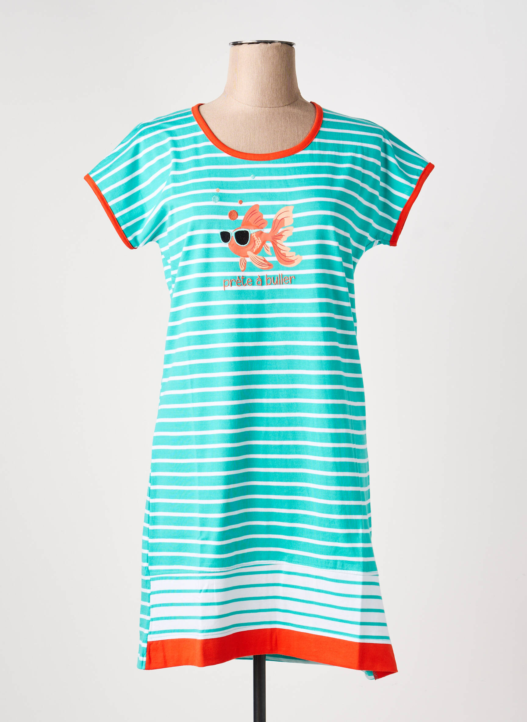 Chemise de nuit imprimé rayures bleu ROSE POMME femme