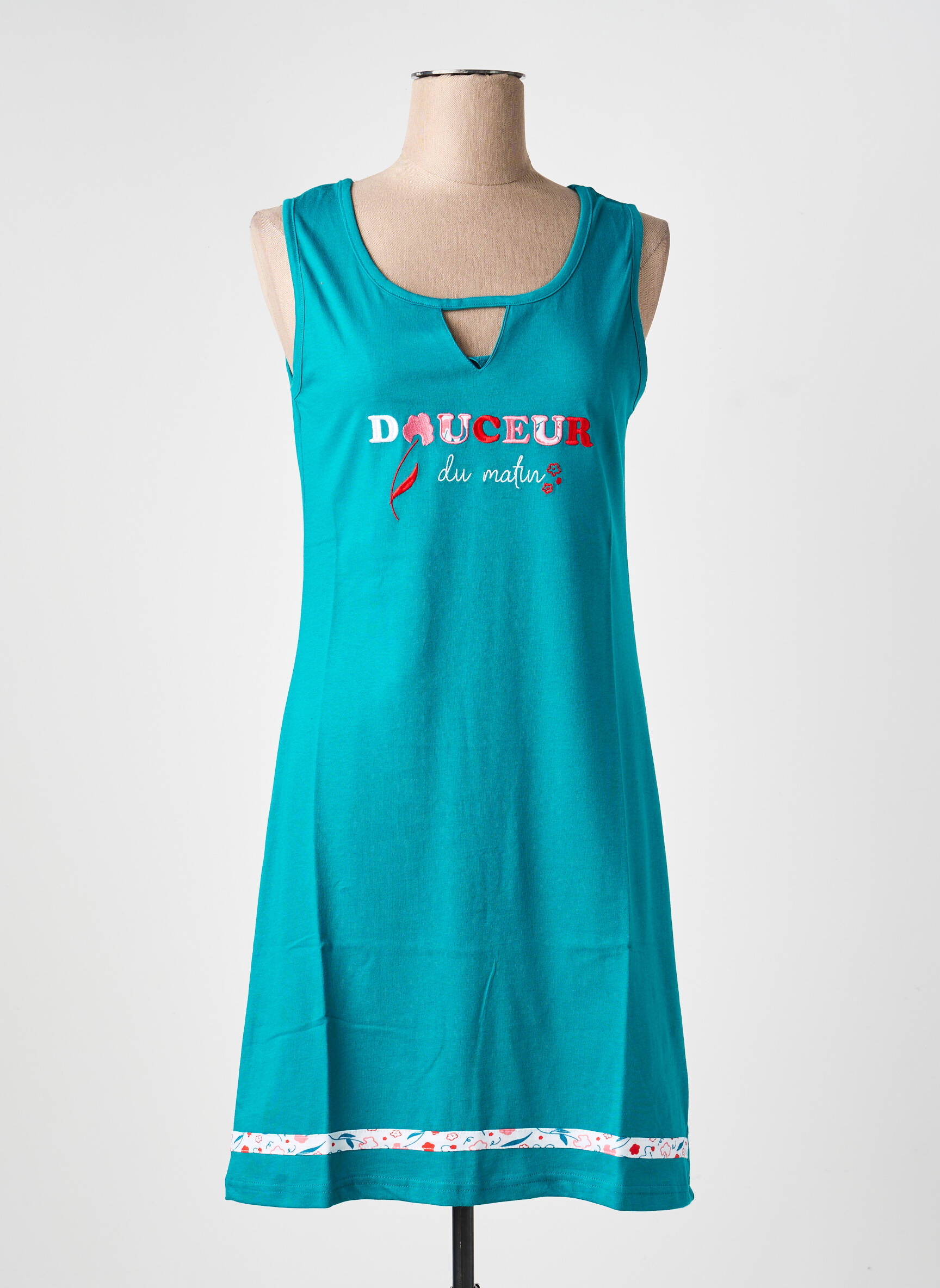 Chemise de nuit sans manche vert ROSE POMME femme