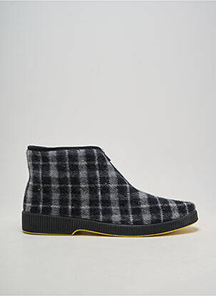 Chaussons/pantoufles fermeture zippée talon bas gris EMANUELA homme