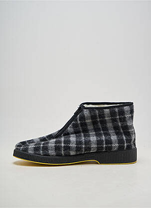 Chaussons/pantoufles fermeture zippée talon bas gris EMANUELA homme