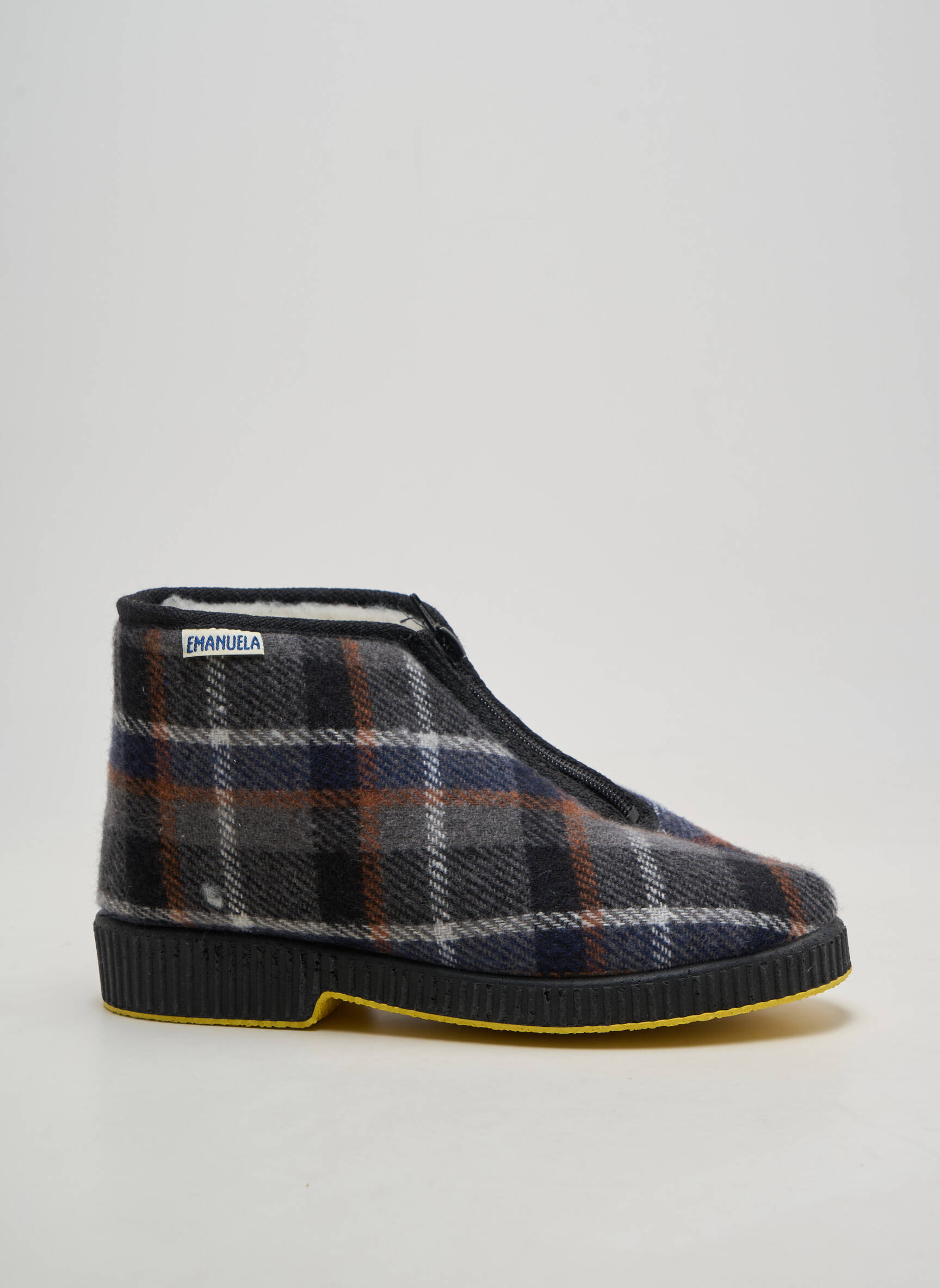 Chaussons/pantoufles fourrée talon plat jusqu'à 3cm gris EMANUELA femme
