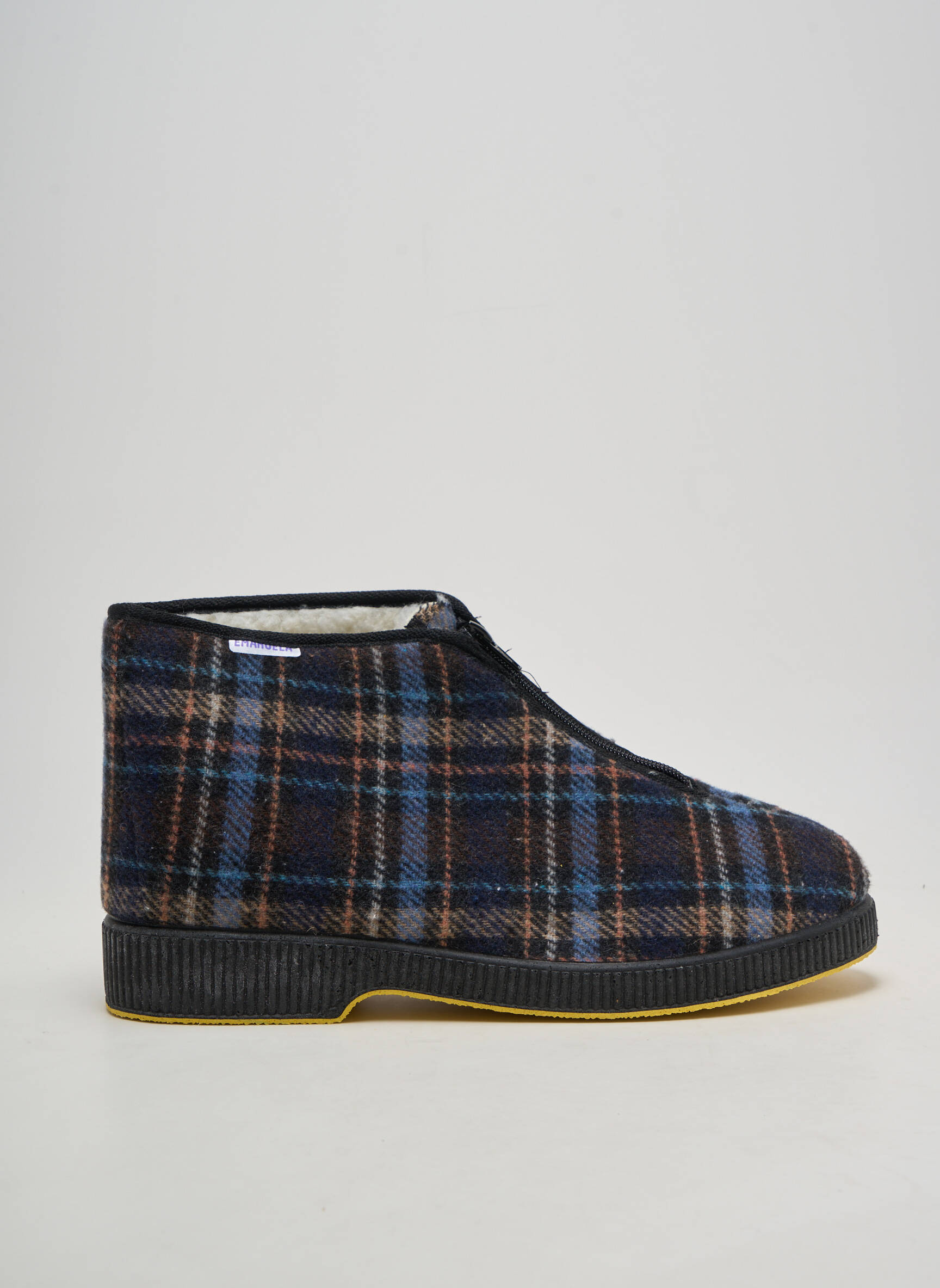 Chaussons/pantoufles fourrée talon plat jusqu'à 3cm bleu EMANUELA femme