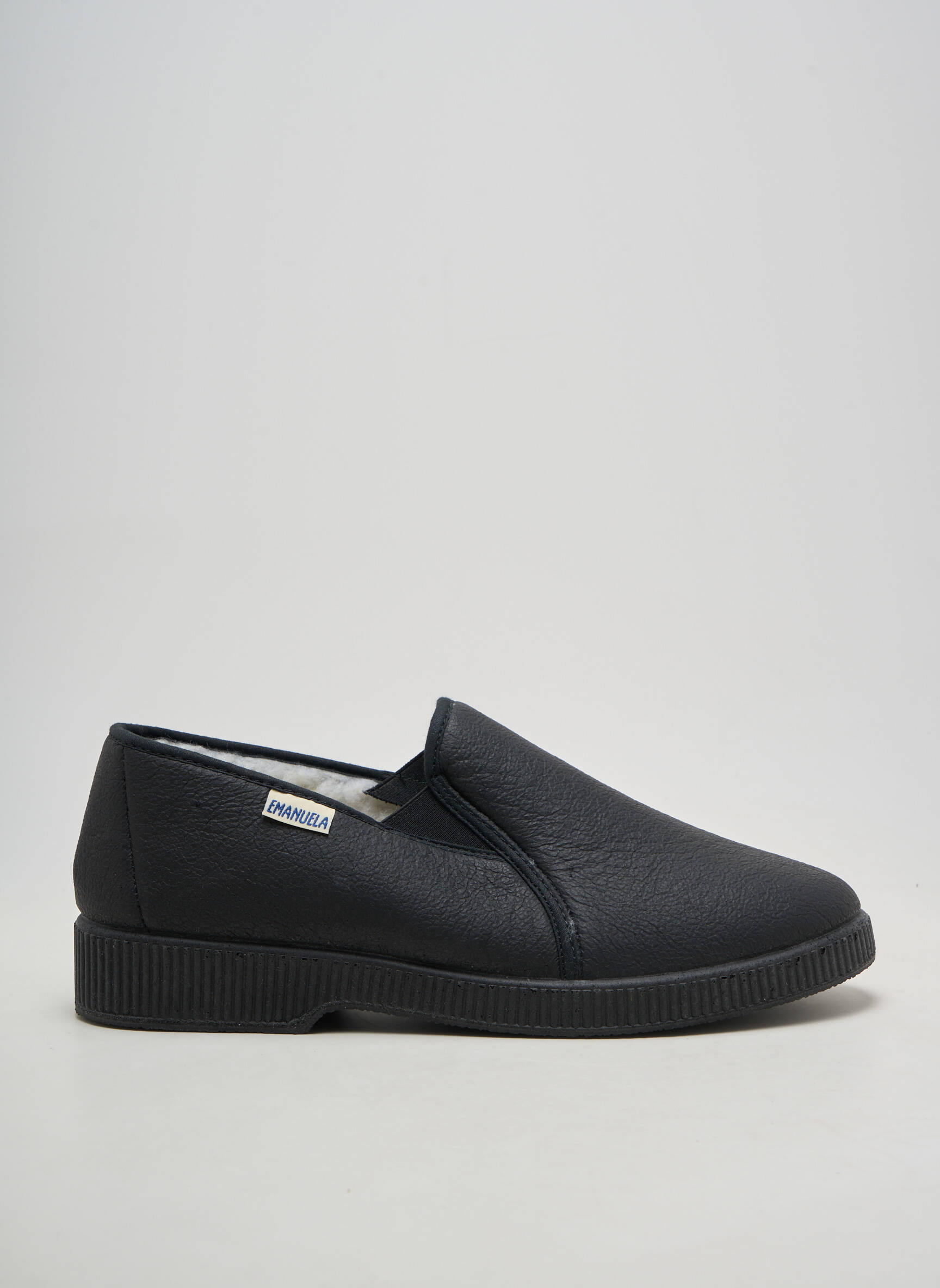 Chaussons/pantoufles bout rond talon bas noir EMANUELA homme
