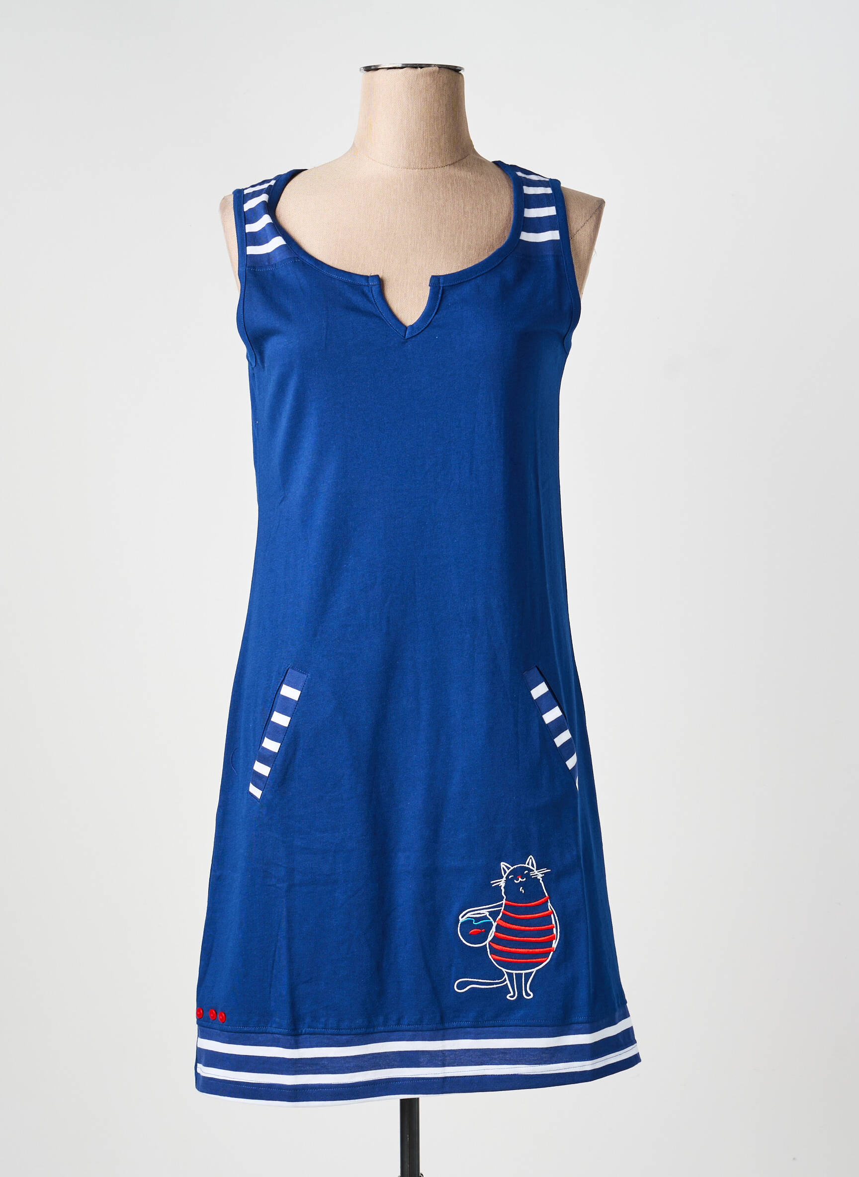 Chemise de nuit imprimé rayures bleu ROSE POMME femme