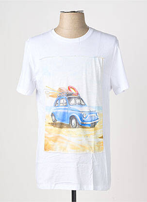 T-shirt broderie manches courtes blanc OAKS VALLEY homme