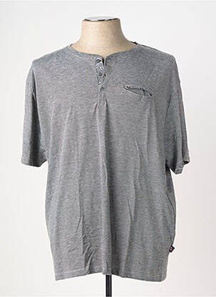 T-shirt col tunisien manches courtes gris OAKS VALLEY homme