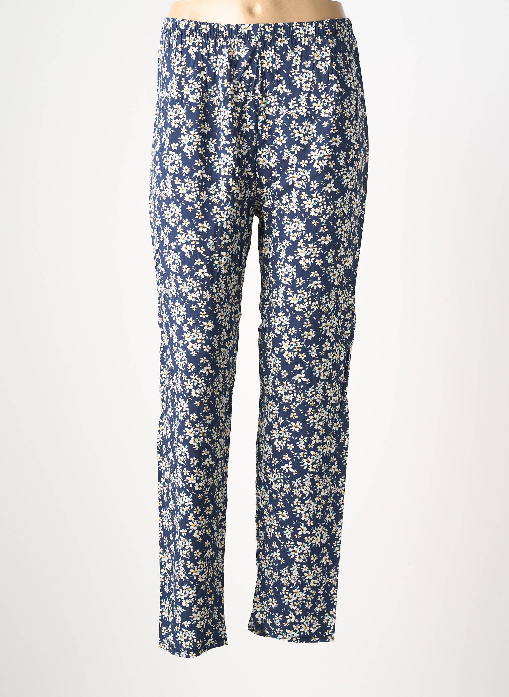 Pantalon droit tissage crêpe taille normale bleu DREAM VALLEY femme