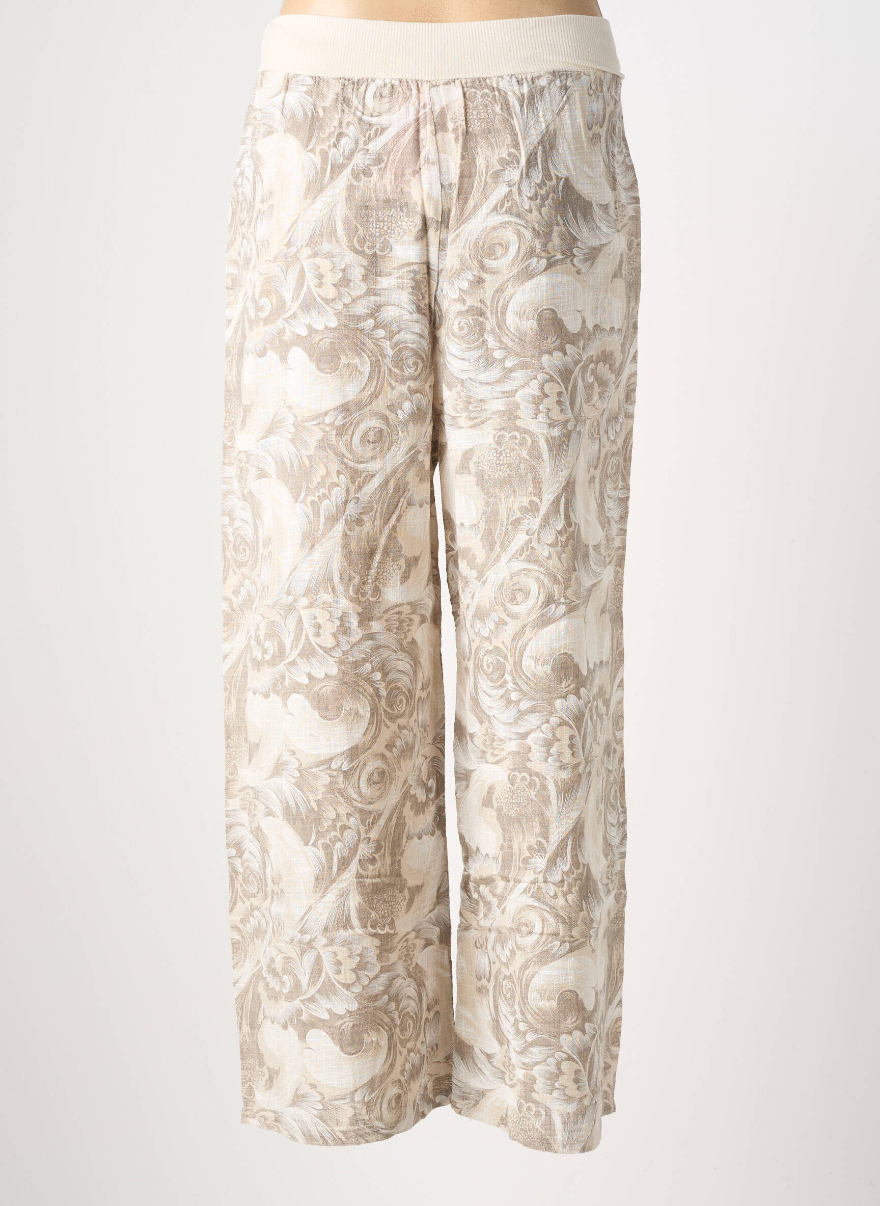 Pantalon droit tissage crêpe taille normale beige DREAM VALLEY femme