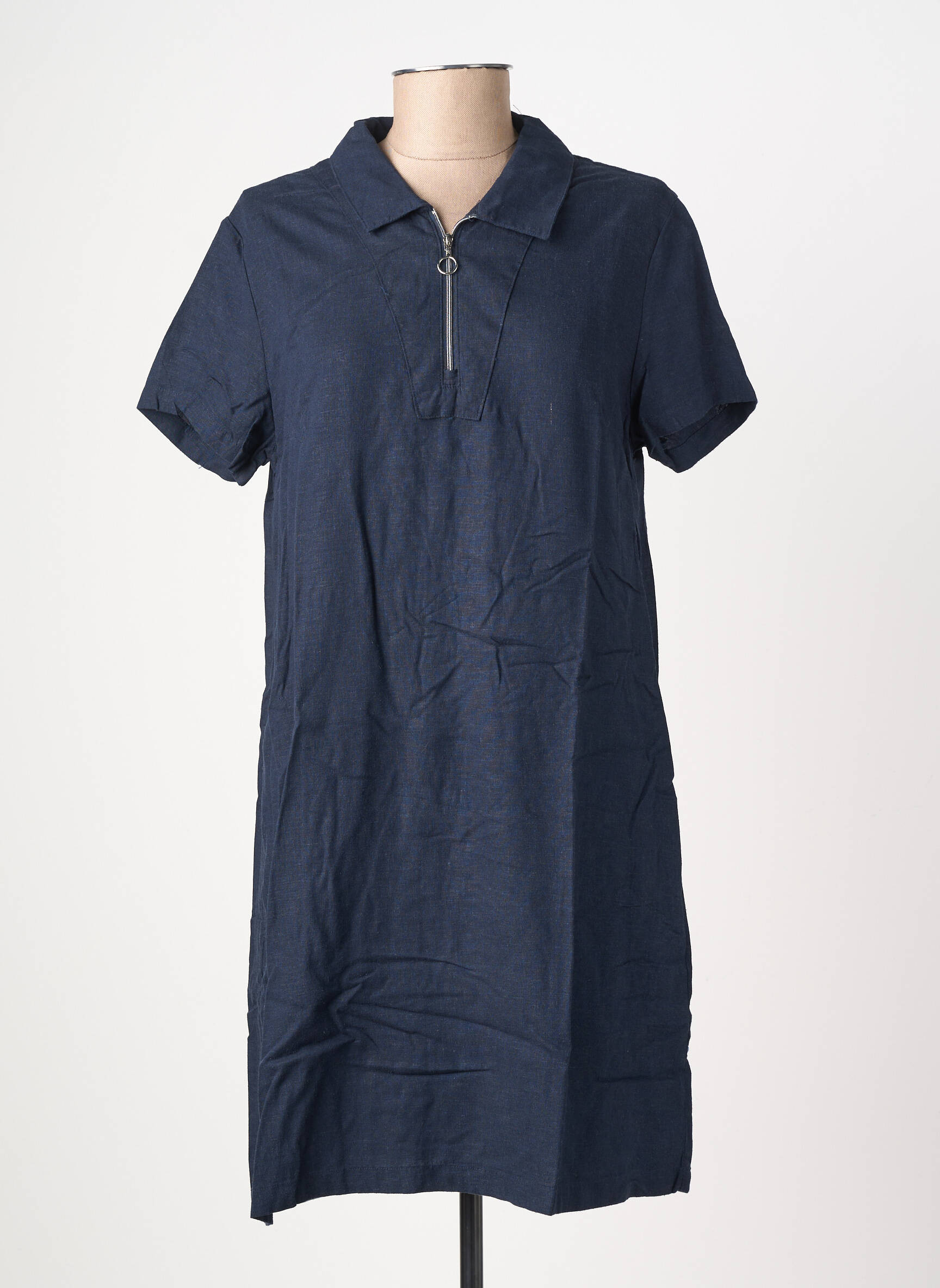 Robe courte manches courtes manches courtes bleu BASTINGAGE femme