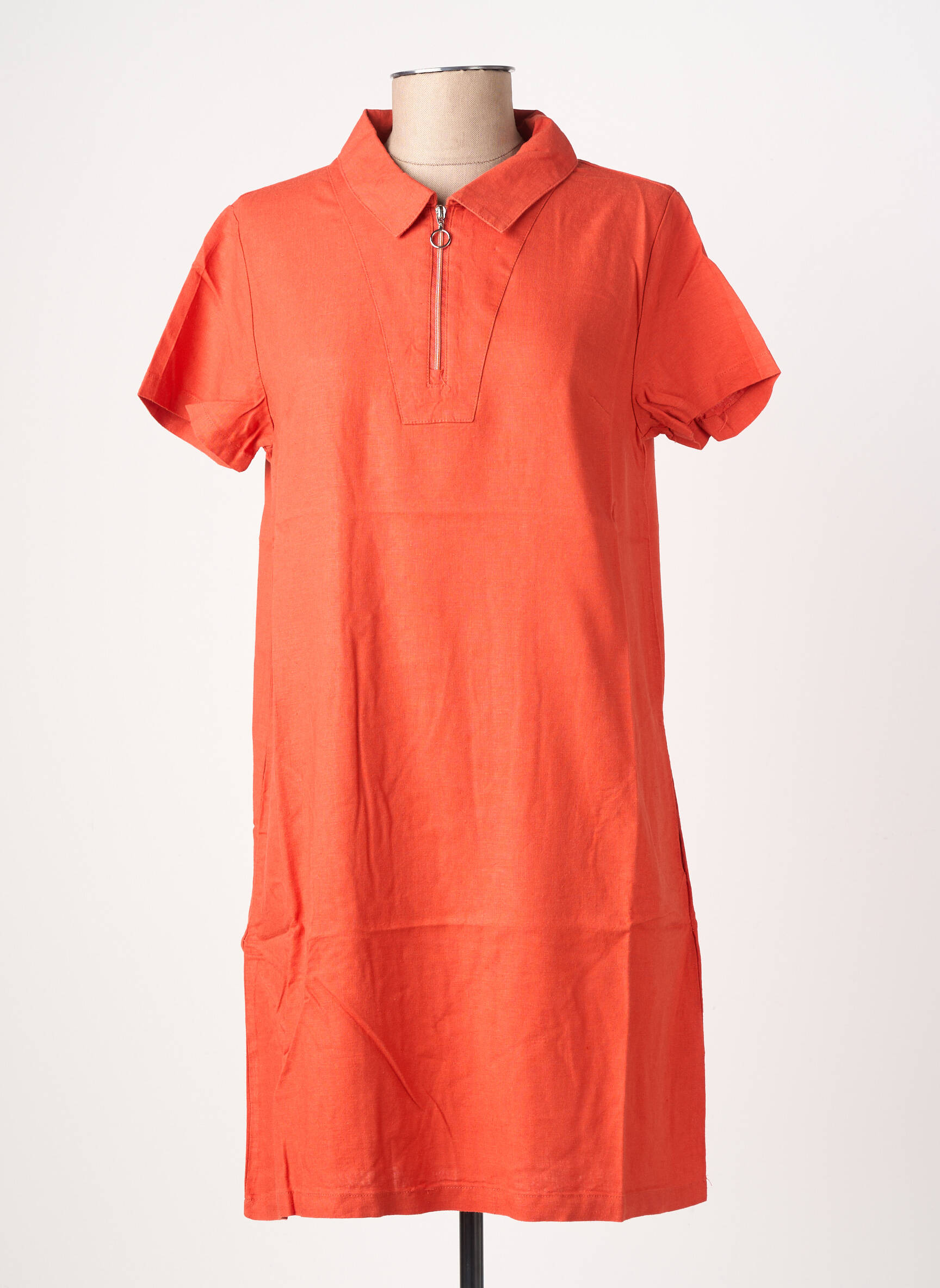 Robe courte manches courtes manches courtes orange BASTINGAGE femme