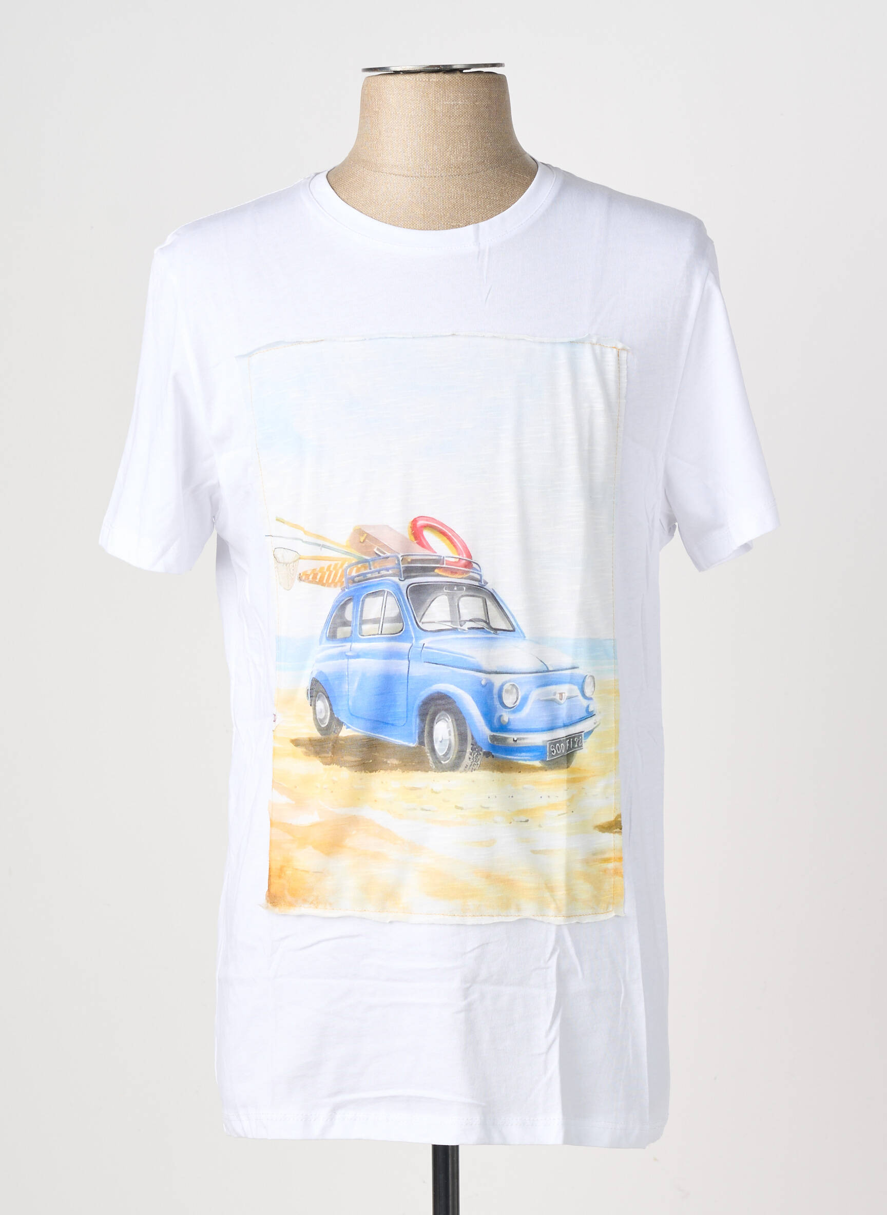 T-shirt broderie manches courtes blanc OAKS VALLEY homme