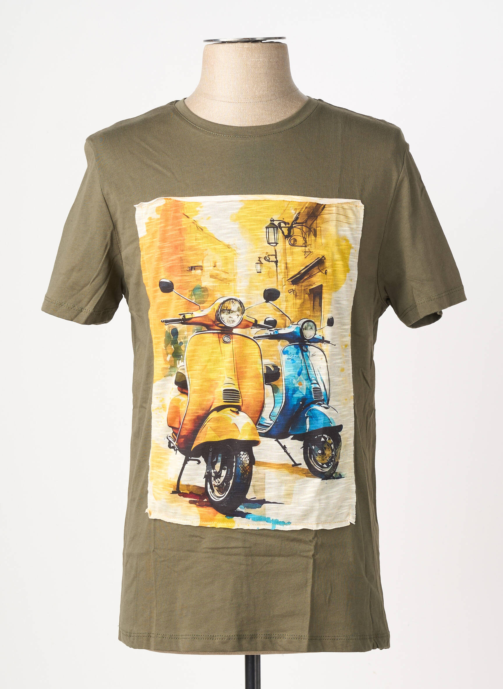 T-shirt broderie manches courtes vert OAKS VALLEY homme