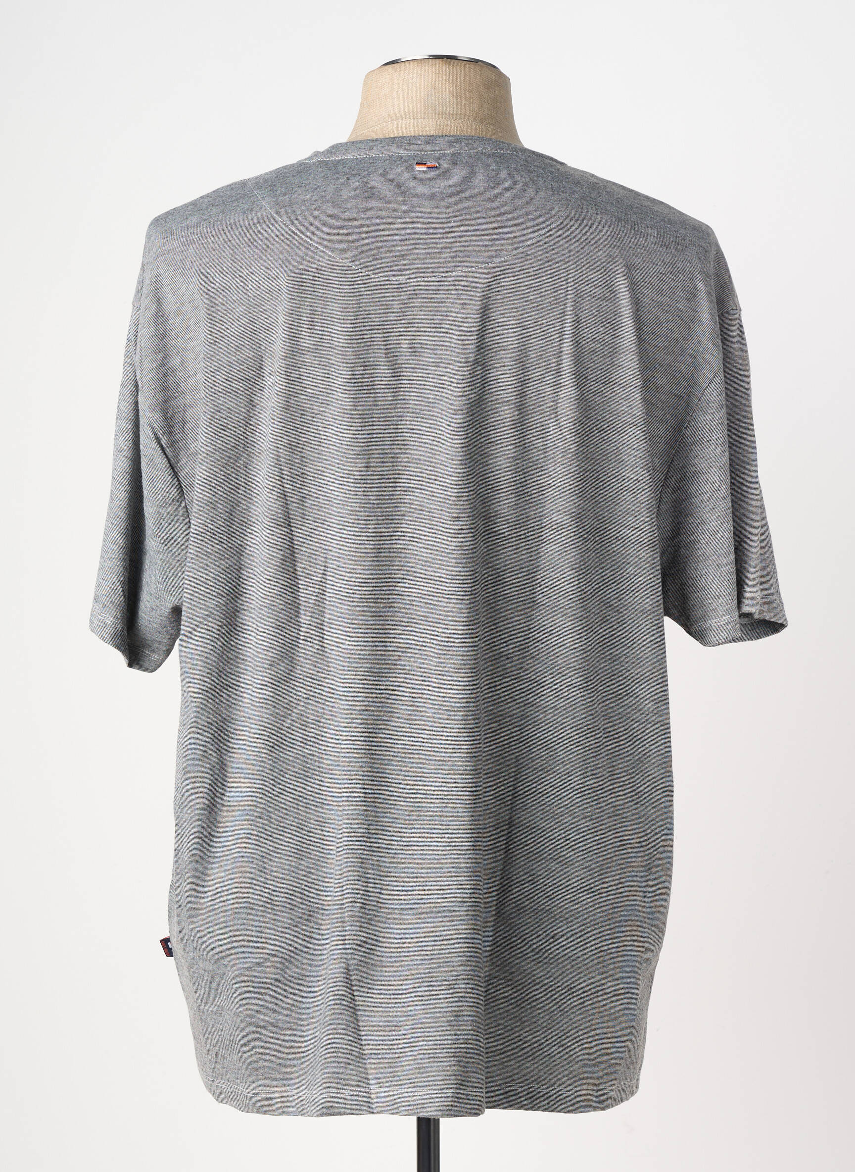 T-shirt col tunisien manches courtes gris OAKS VALLEY homme