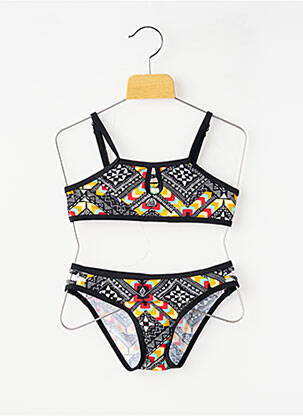 Maillot de bain 2 pièces stretch noir LAGON BLEU fille