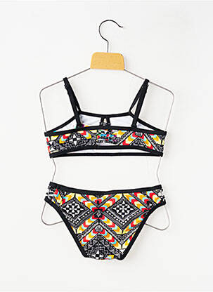 Maillot de bain 2 pièces stretch noir LAGON BLEU fille