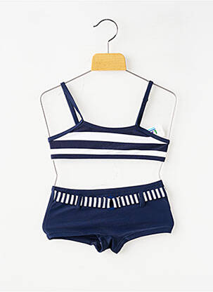 Maillot de bain 2 pièces imprimé rayures bleu LAGON BLEU fille