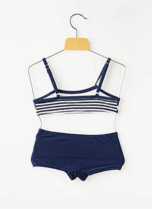 Maillot de bain 2 pièces imprimé rayures bleu LAGON BLEU fille