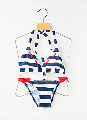 Maillot de bain 2 pièces imprimé rayures bleu LAGON BLEU fille