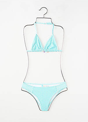 Maillot de bain 2 pièces fermeture agrafe bleu LAGON BLEU fille