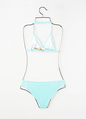Maillot de bain 2 pièces fermeture agrafe bleu LAGON BLEU fille