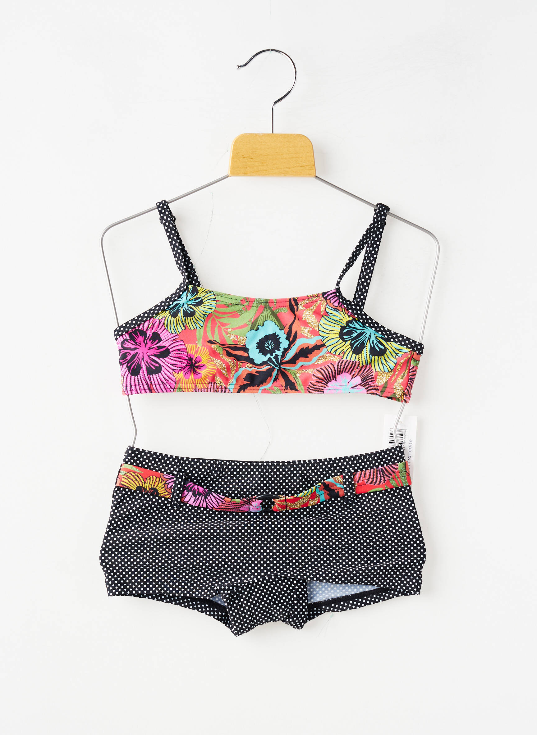Maillot de bain 2 pièces shorty noir LAGON BLEU fille