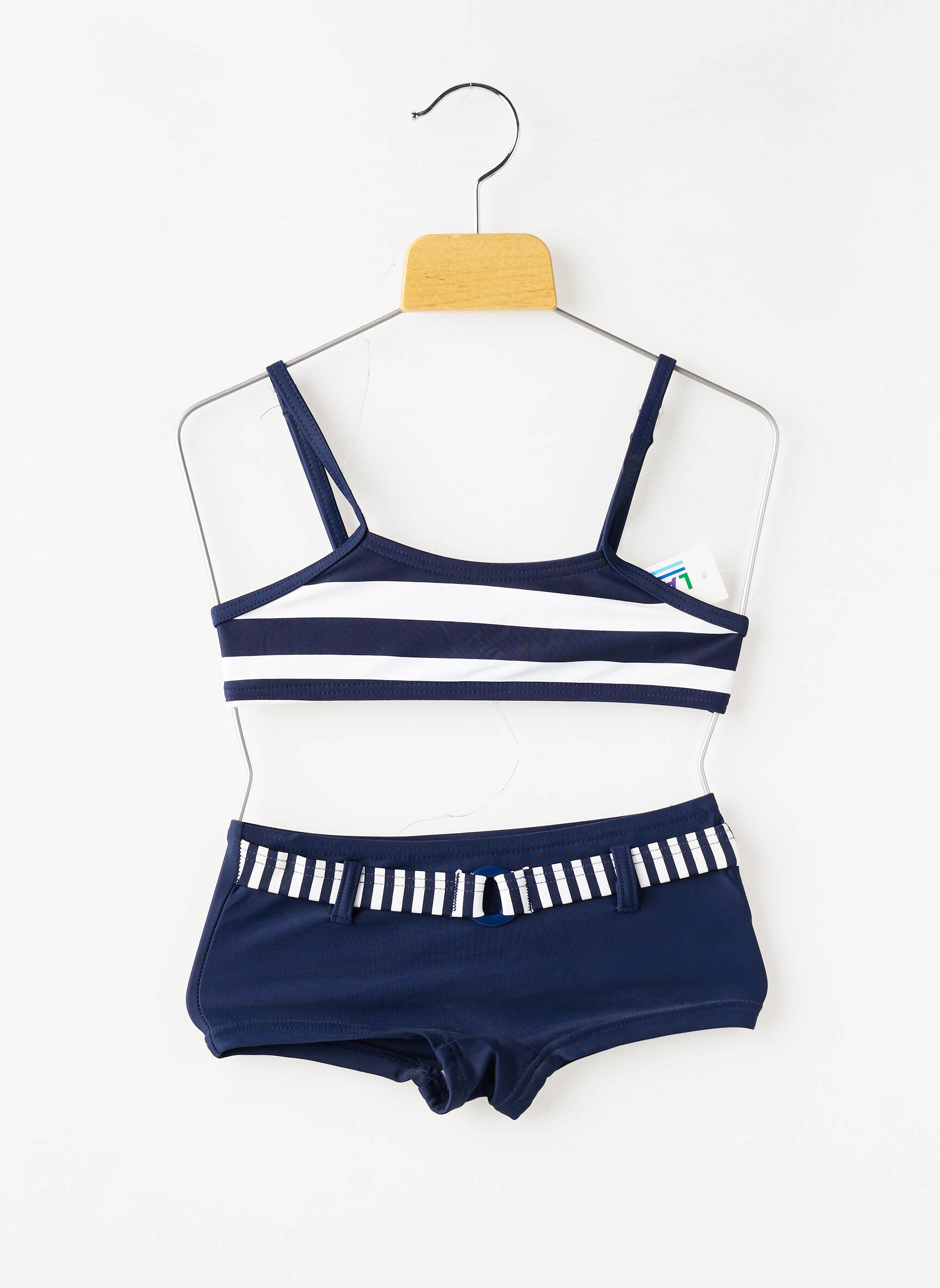 Maillot de bain 2 pièces imprimé rayures bleu LAGON BLEU fille