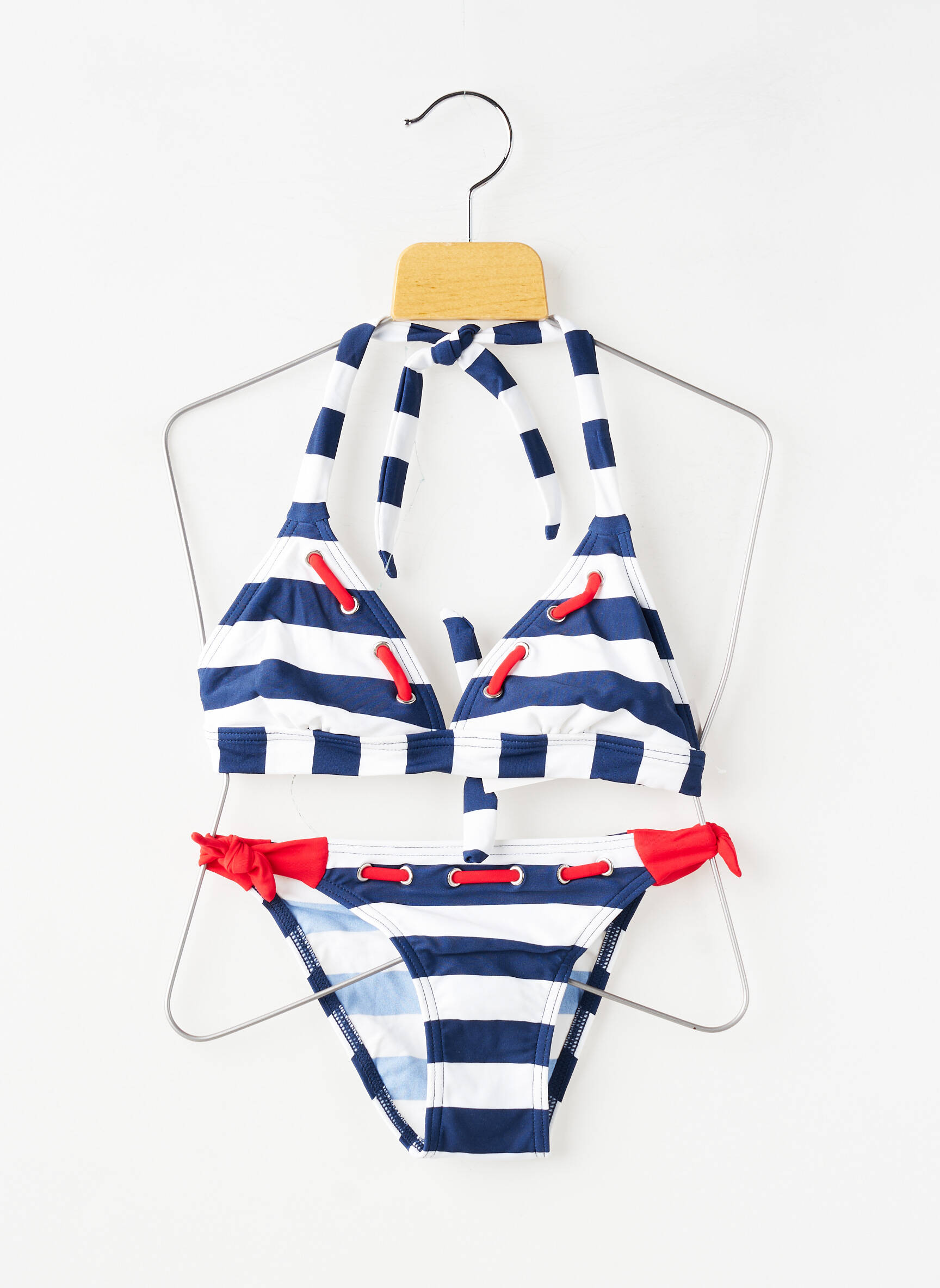 Maillot de bain 2 pièces imprimé rayures bleu LAGON BLEU fille
