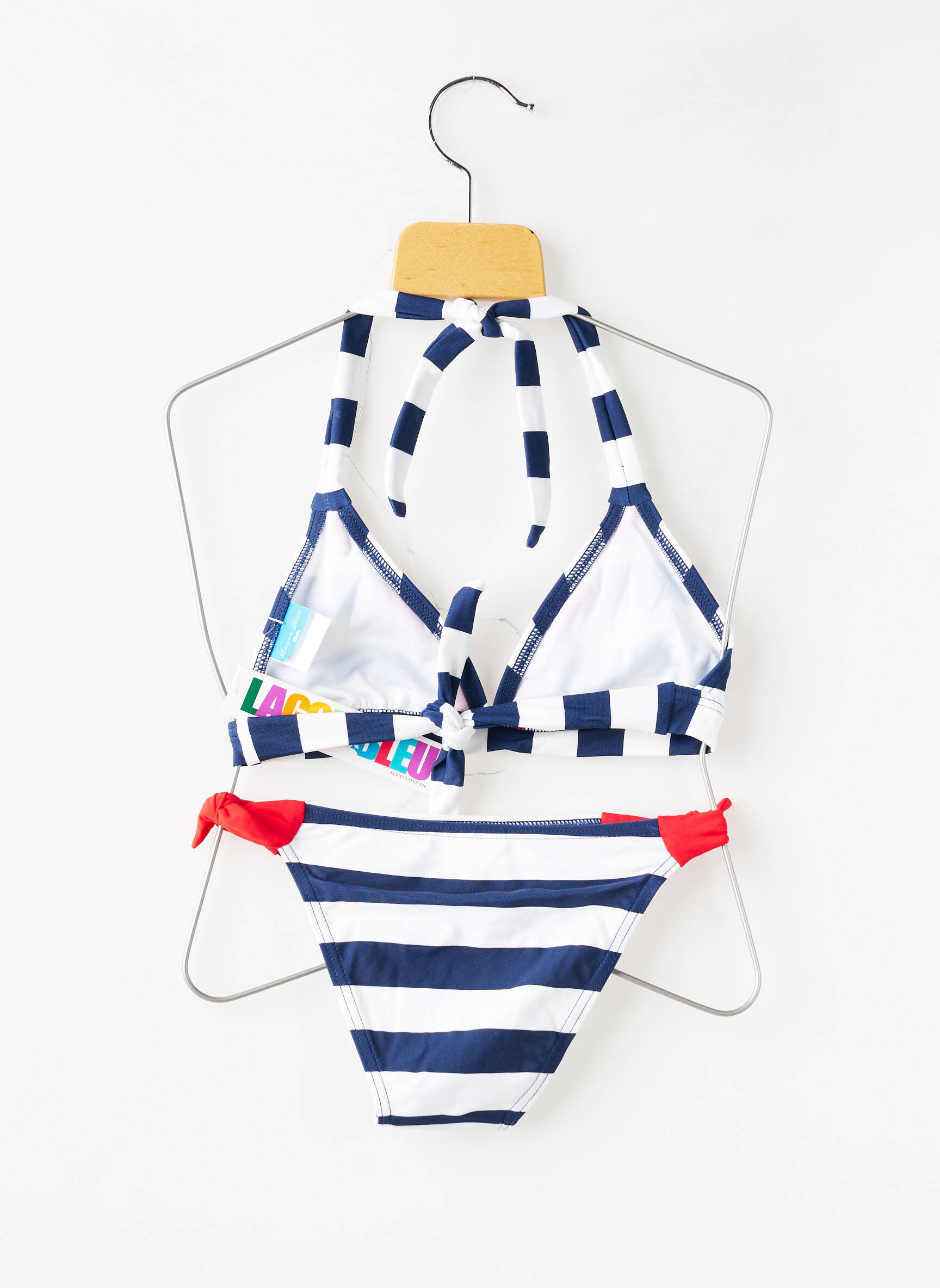 Maillot de bain 2 pièces imprimé rayures bleu LAGON BLEU fille