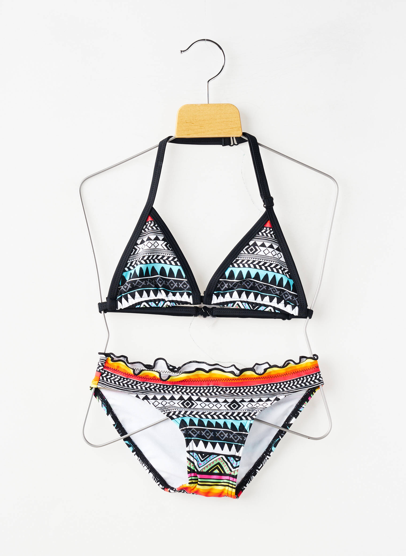 Maillot de bain 2 pièces fermeture agrafe noir LAGON BLEU fille