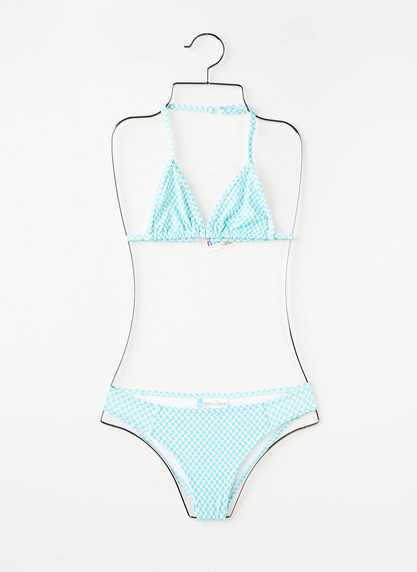 Maillot de bain 2 pièces fermeture agrafe bleu LAGON BLEU fille