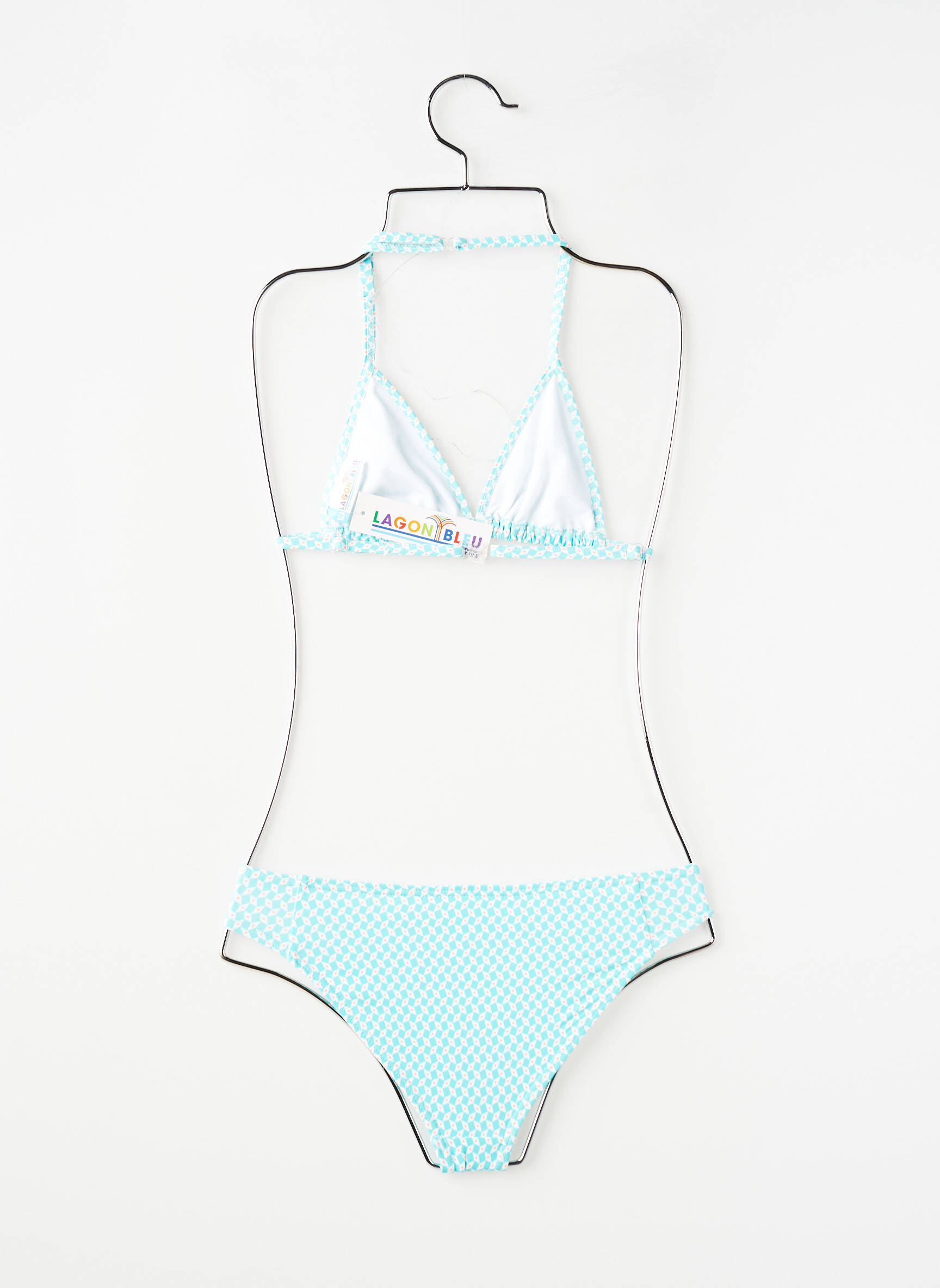 Maillot de bain 2 pièces fermeture agrafe bleu LAGON BLEU fille