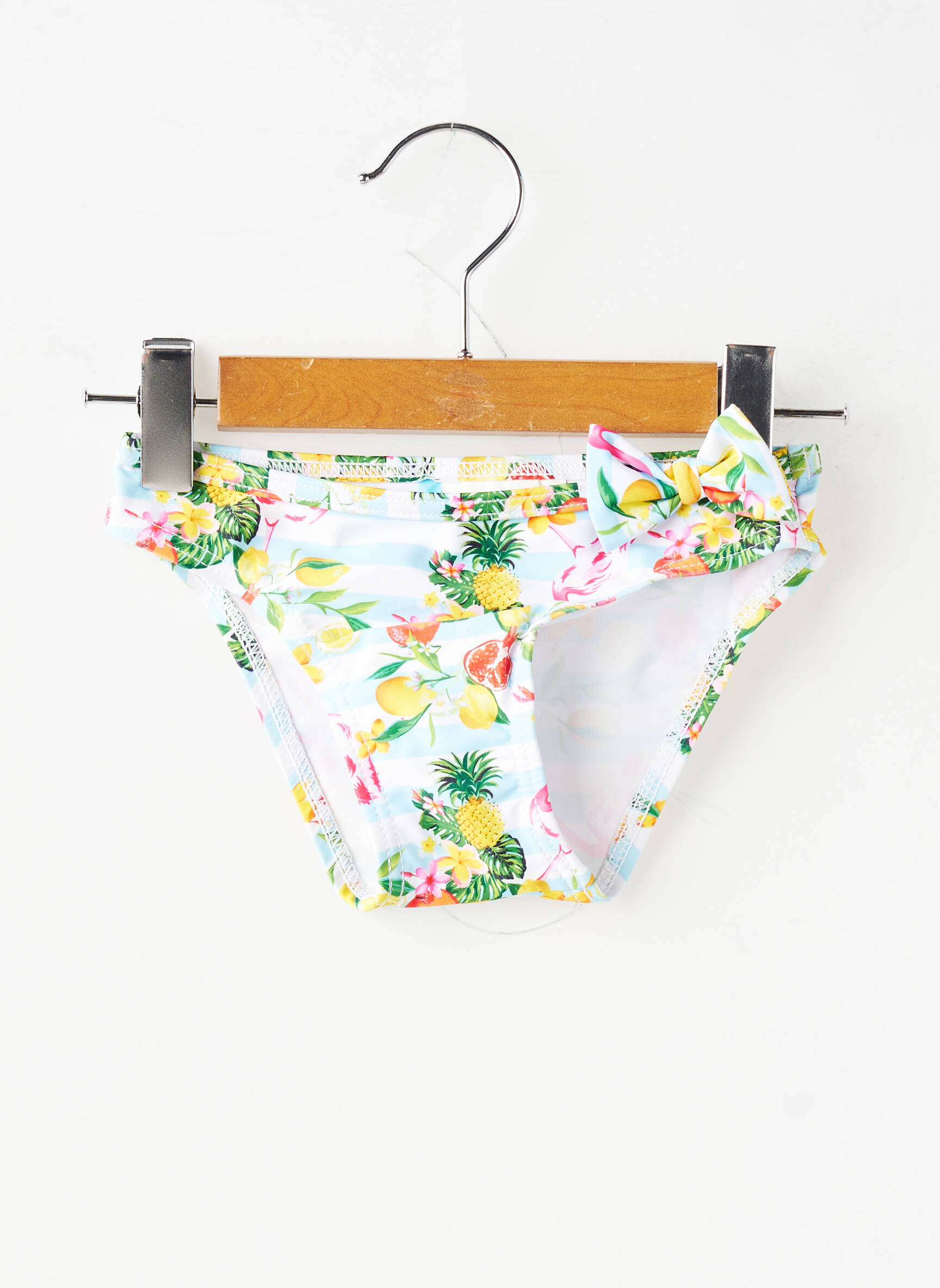 Bas de maillot de bain imprimé rayures blanc LAGON BLEU fille