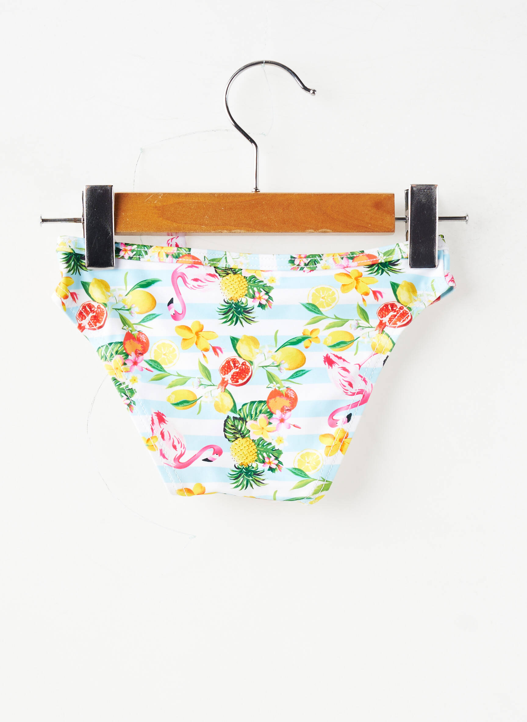 Bas de maillot de bain imprimé rayures blanc LAGON BLEU fille