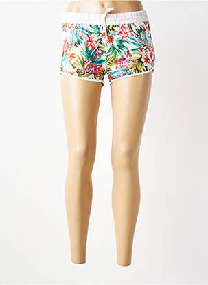 Bas de maillot de bain imprimé fleurs short blanc LAGON BLEU femme