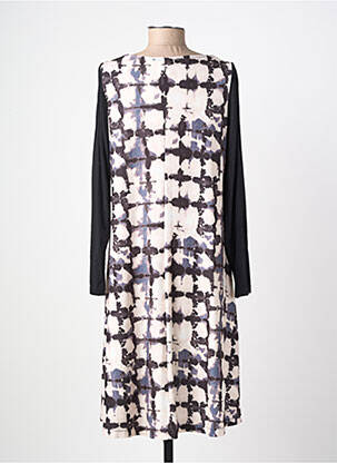Robe mi-longue imprimé fantaisie manches longues noir AN II VITO femme